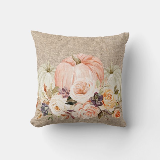 Shabby Chic Floral Pumpkin pillow (Front)