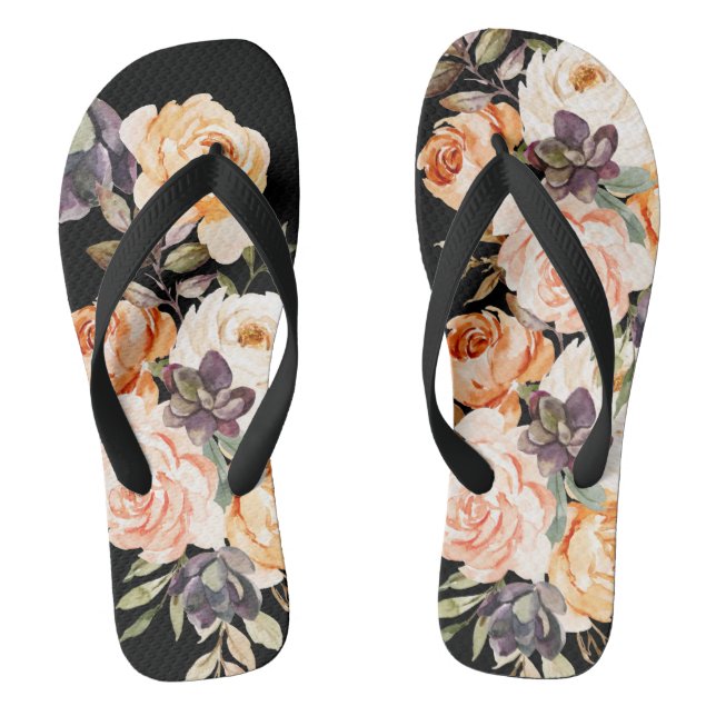 Shabby Chic Floral Rose flip flops (Footbed)