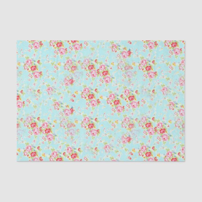 shabby chic floral rose Tissue Paper (Front)