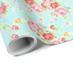 shabby chic floral rose wrapping paper