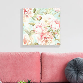 Shabby chic floral roses cottage core canvas print