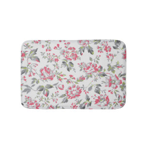 Shabby Chic Floral Roses Pattern Bath Mat