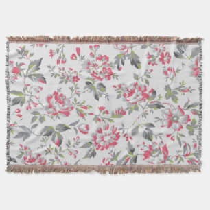 Shabby Chic Floral Roses Pattern Throw Blanket