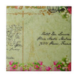 Shabby chic,floral,roses,vintage,country rustic,Vi Tile<br><div class="desc">Shabby chic, floral, roses, vintage, country rustic, Victorian, modern, trendy, elegant, chic, vintage post, rustic paper</div>