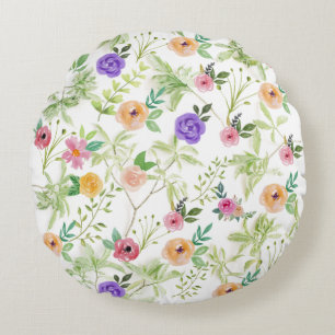 Shabby Chic Floral Round Cushion