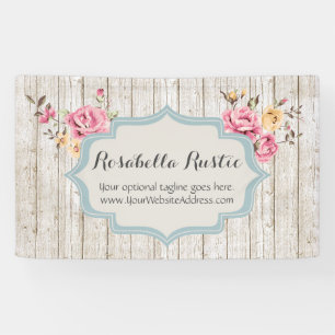 Shabby Chic Floral Rustic Wood & Vintage Boutique Banner