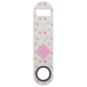 Shabby Chic Floral Tea Cups Monogram