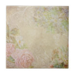 Shabby Chic Floral Tile<br><div class="desc">Vintage floral sprays on neutral soft white background with white filigree overlay.</div>
