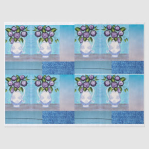 Shabby Chic Floral Vase Tissue Paper for DIY