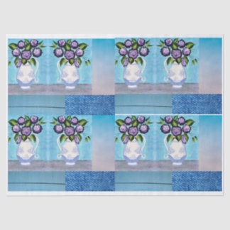 Shabby Chic Floral Vase Tissue Paper for DIY