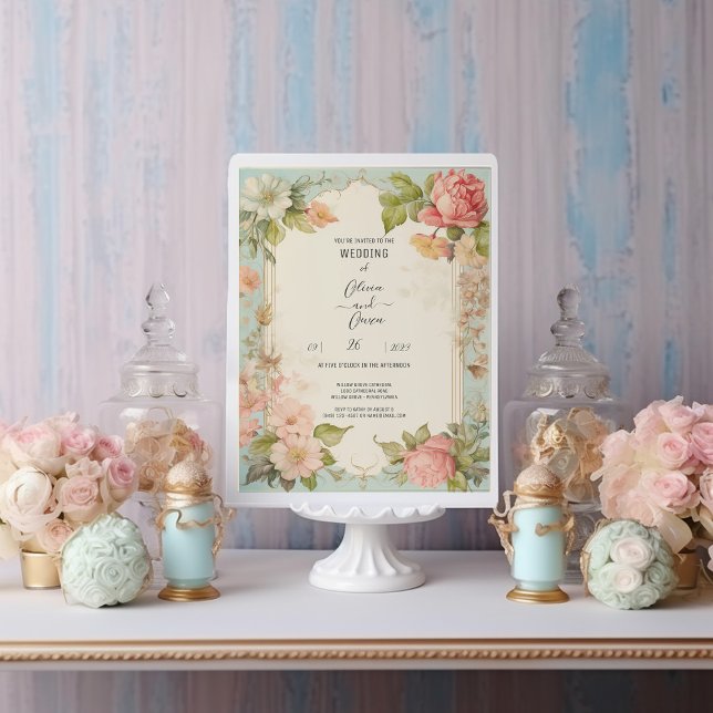 Shabby Chic Floral Wedding Invitation (Creator Uploaded)