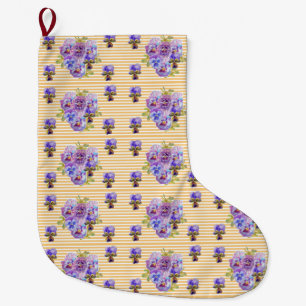 Shabby Chic Floral Yellow pansy Christmas Stocking