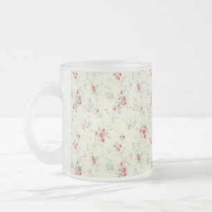 Shabby chic florals frosted glass coffee mug