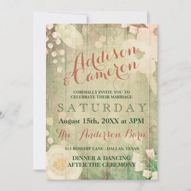 Shabby Chic Florals | Wedding Invitation (Front)