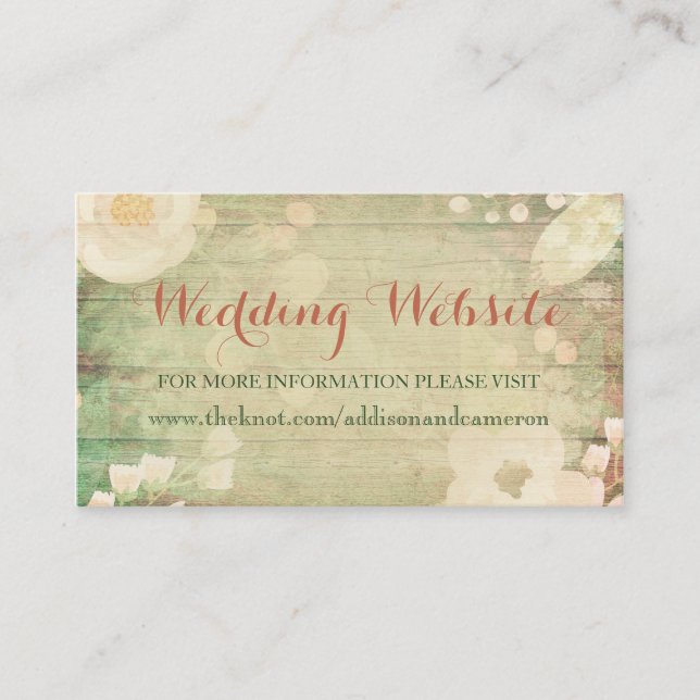 Shabby Chic Florals | Wedding Website Enclosure Card (Front)