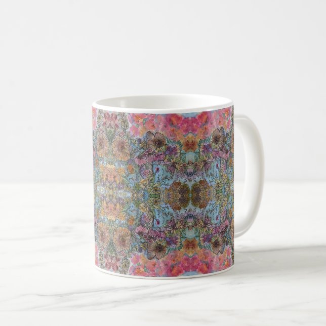 Shabby Chic Flower Garden Watercolor Painting  Coffee Mug (Front Right)