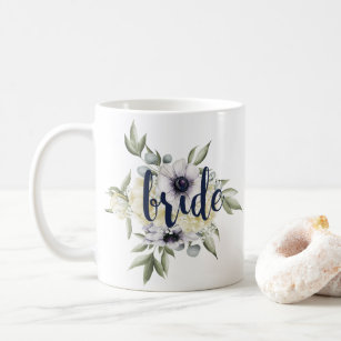 Shabby-Chic Flowers Bouquet & Bride Typography Coffee Mug