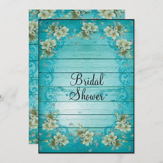 Shabby Chic Flowers Bridal Shower Invitation (Front/Back)