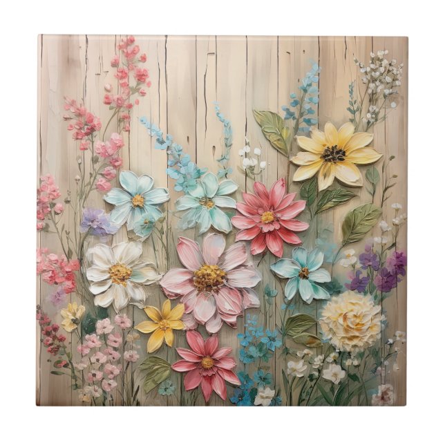 Shabby Chic Flowers Tile (Front)
