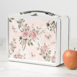 Shabby chic, french chic, vintage,floral,rustic,pi metal lunch box
