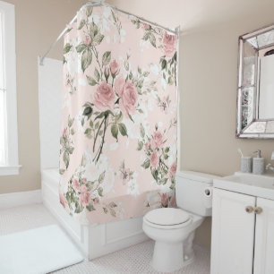 Shabby chic, french chic, vintage,floral,rustic,pi shower curtain