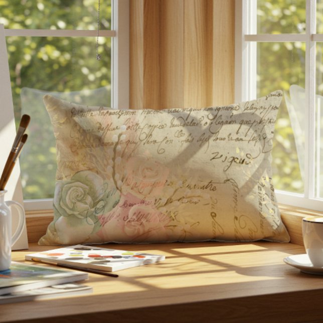 Shabby Chic French Country Floral Outdoor Lumbar Cushion (Creator Uploaded)