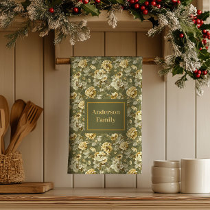 Shabby Chic Gift Personalized Gold Floral Towel