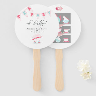 Shabby-Chic Girl Baby Shower Tea Party Hand Fan