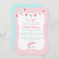 Shabby-Chic Girl Baby Shower Tea Party Invitation