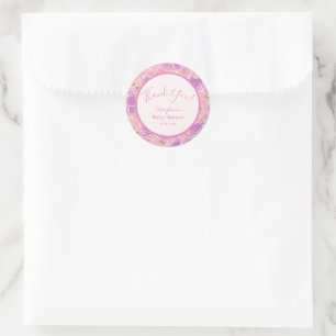 Shabby Chic Glitter Roses Baby Shower Thank You Classic Round Sticker