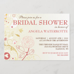 Shabby Chic Gold & Pink  Bridal Shower Invitation