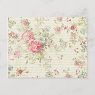 Shabby chic grunge pink floral pattern postcard