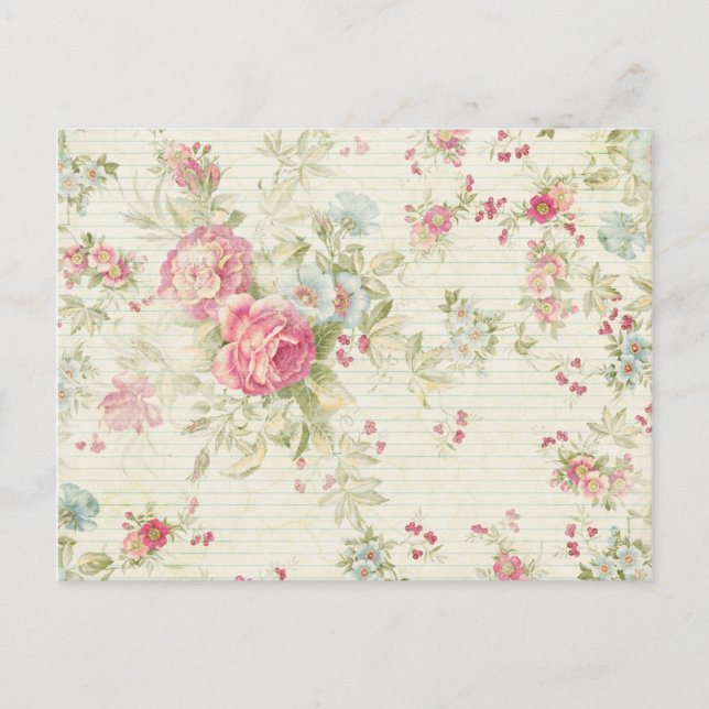 Shabby chic grunge pink floral pattern postcard (Front)