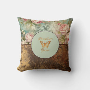 Shabby chic grunge style floral cushion