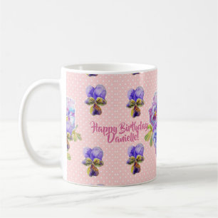 Shabby Chic Happy Birthday love floral Dot Mug