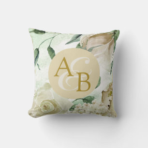 Shabby Chic ivory floral personalised couples Cushion