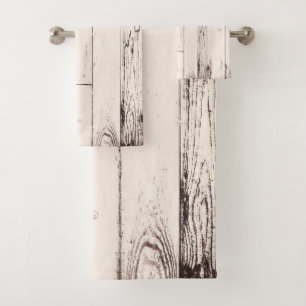 Shabby Chic Ivory Wood Rustic Farmhouse Barn Bath Towel Set
