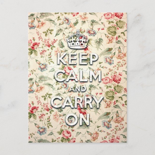 Shabby chic keep calm and carry on postcard (Front)