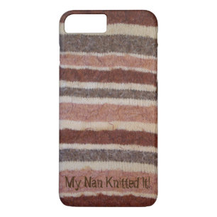 shabby chic knitted brown stripes with fun slogan iPhone 8 plus/7 plus case