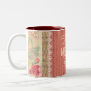 Shabby Chic Lace Floral Personalised Two-Tone Coffee Mug