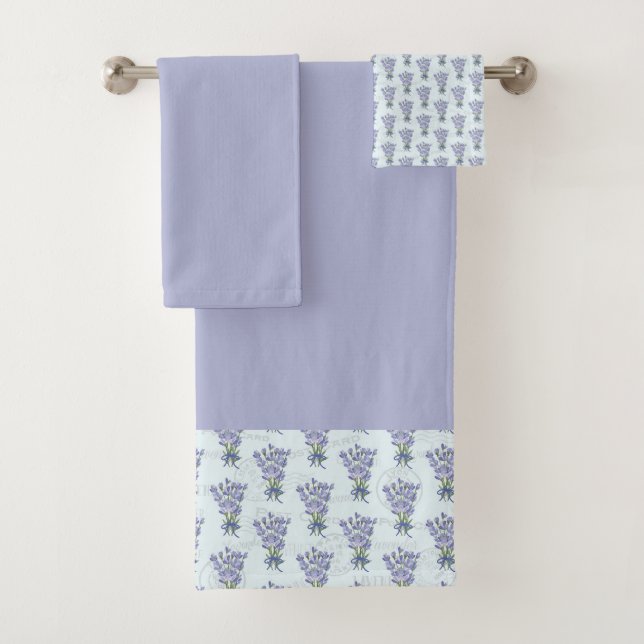 Shabby Chic Lavender Country Charm Floral Bath Towel Set (Insitu)