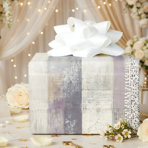 Shabby Chic Lavender Grey Farmhouse Stripe Wrapping Paper