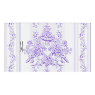 Shabby chic,lavender,toile,pattern,floral,Victoria Name Tag