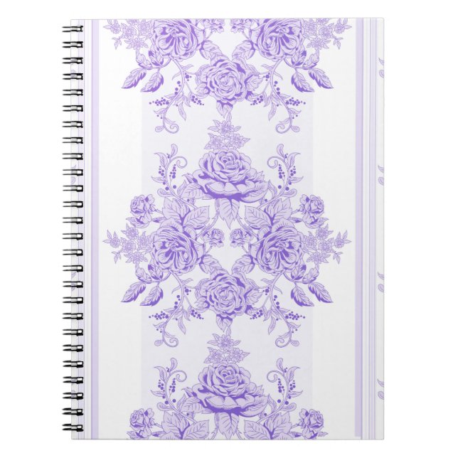 Shabby chic,lavender,toile,pattern,floral,Victoria Notebook (Front)