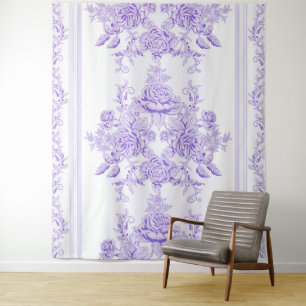 Shabby chic,lavender,toile,pattern,floral,Victoria Tapestry