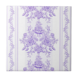 Shabby chic,lavender,toile,pattern,floral,Victoria Tile