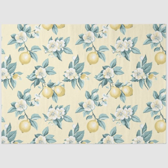 Shabby Chic Lemon Floral Series Design #10 Tissue Paper (Front)