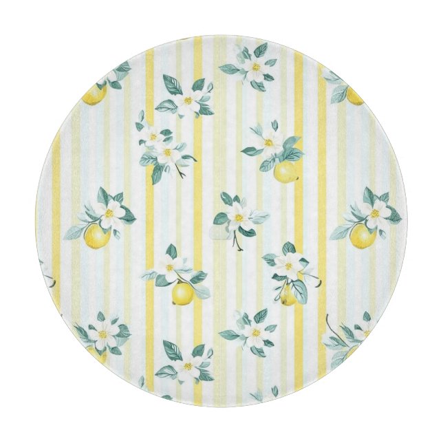Shabby Chic Lemon Floral Series Design #12 Cutting Board (Front)
