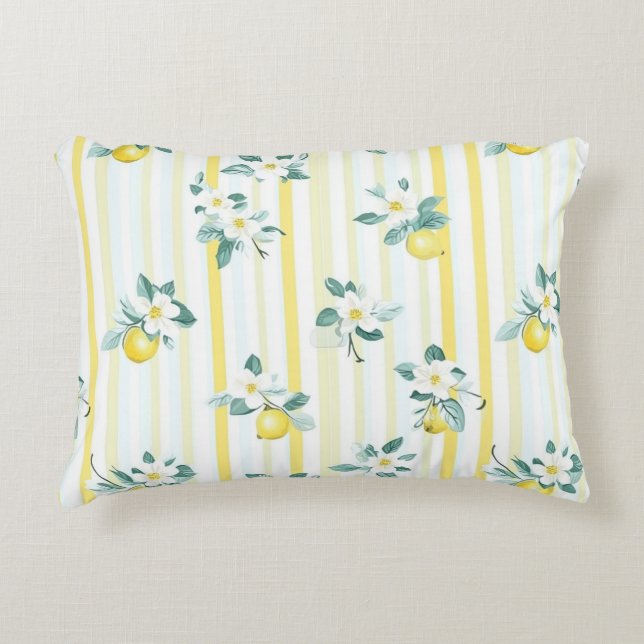 Shabby Chic Lemon Floral Series Design #12 Decorative Cushion (Front)