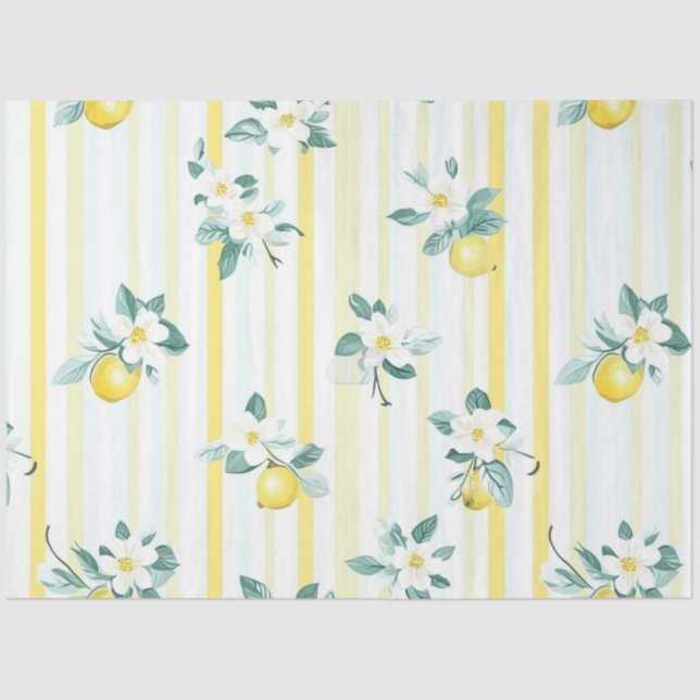 Shabby Chic Lemon Floral Series Design #12 Tissue Paper (Front)